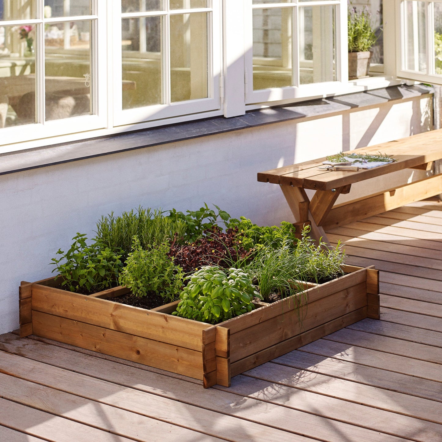 Vegetable bed with 9 sections