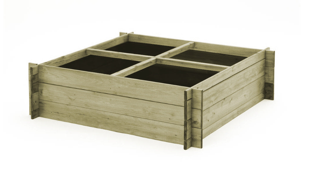 Vegetable bed with 4 sections