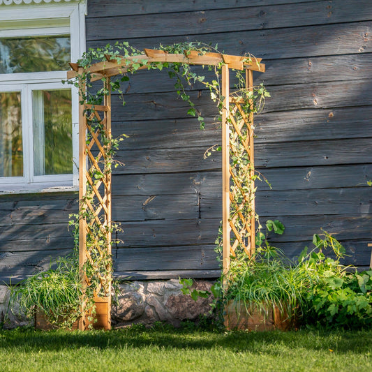 Round arch with flower boxes